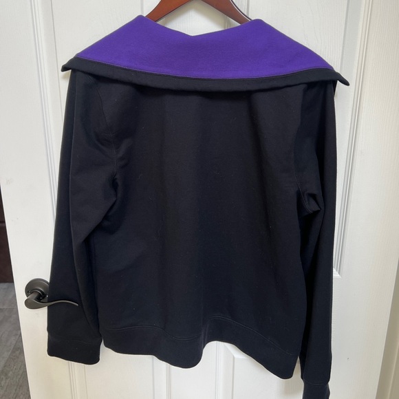 LRL Ralph Lauren Black Pullover Hoodie with Purple Hood Lining - Picture 3 of 7